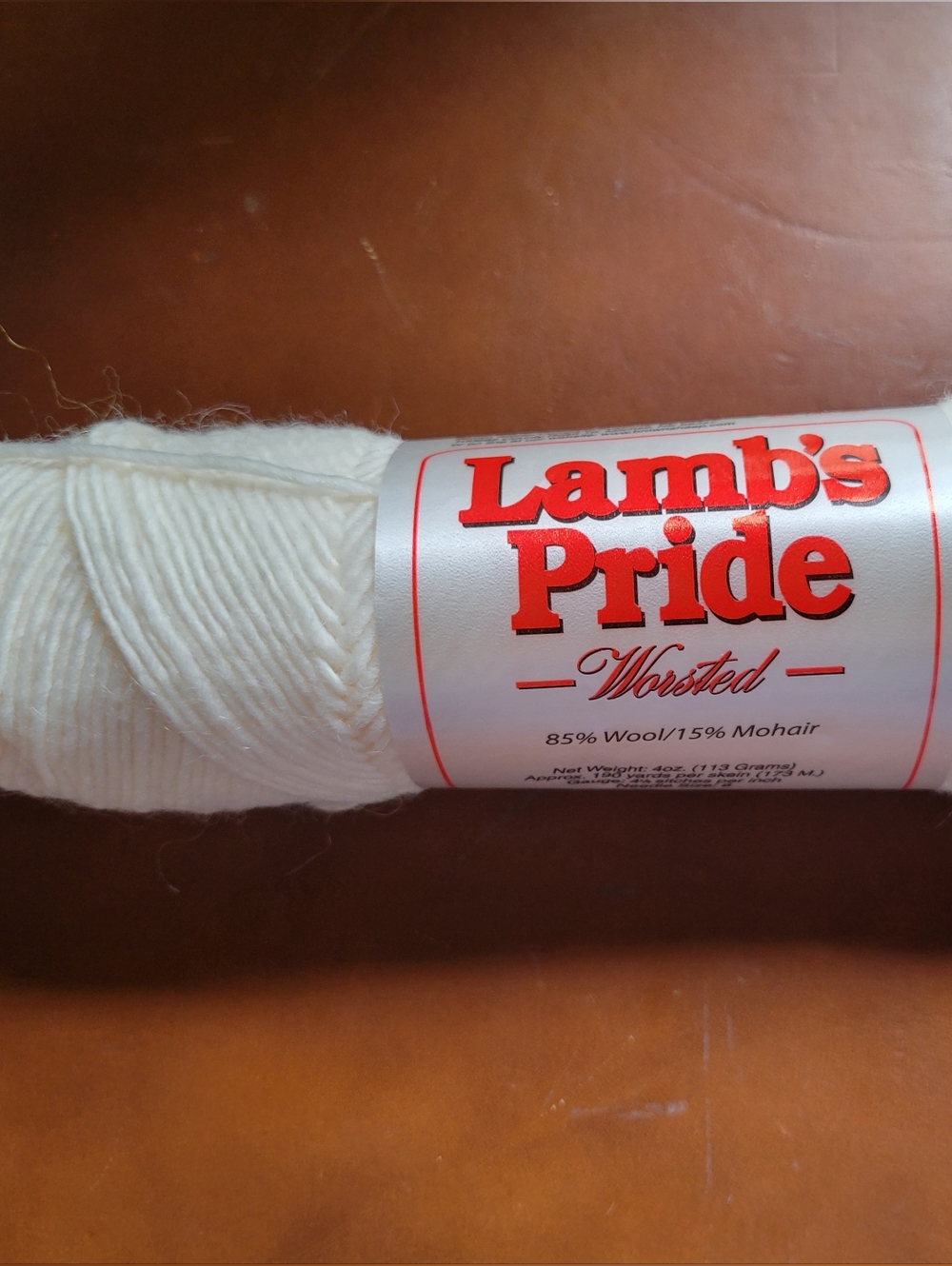 Lambs Pride Worsted Yarn 85% Wool 15% Mohair 4oz Skein USA Cream